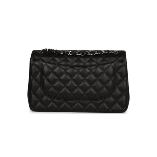 CHANEL Classic Double Flap Black Lambskin Silver Hardware