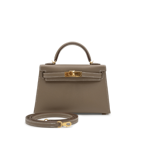 HERMES Etoupe Epsom Mini Kelly Gold Hardware