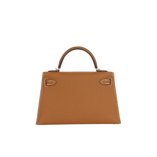 HERMES Gold Epsom Mini Kelly Silver Hardware