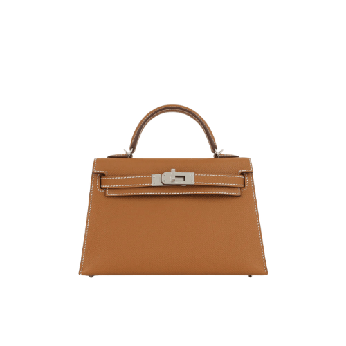 HERMES Gold Epsom Mini Kelly Silver Hardware