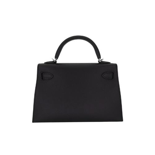 HERMES Black Epsom Mini Kelly Silver Hardware