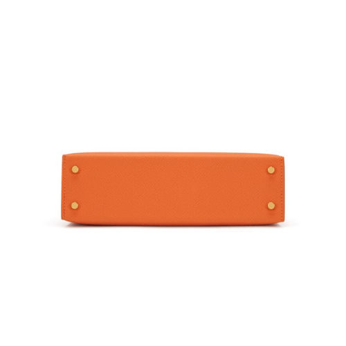 HERMES Orange Epsom Mini Kelly Gold Hardware