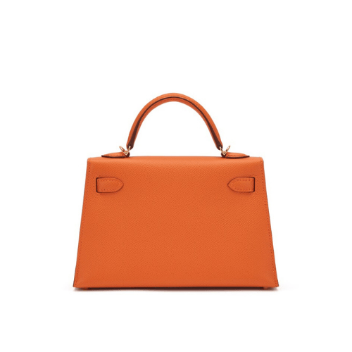 HERMES Orange Epsom Mini Kelly Gold Hardware