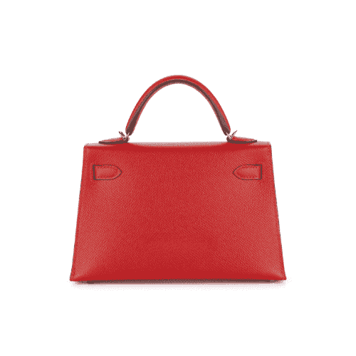 HERMES Rouge Tomate Epsom Mini Kelly Silver Hardware