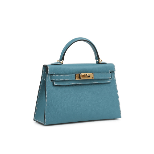 HERMES Bleu Jean Epsom Mini Kelly Gold Hardware