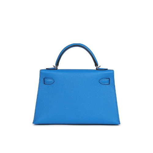 HERMES Bleu Hydra Epsom Mini Kelly Silver Hardware
