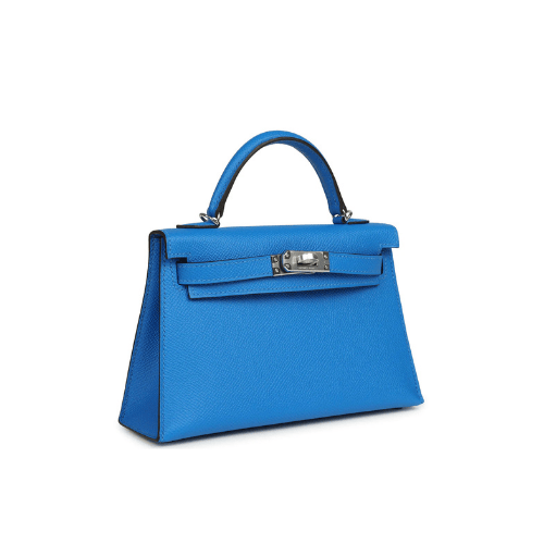 HERMES Bleu Hydra Epsom Mini Kelly Silver Hardware