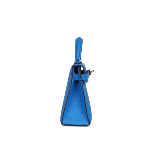 HERMES Bleu Hydra Epsom Mini Kelly Silver Hardware