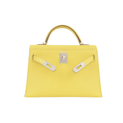 HERMES Jaune de Naples Epsom Mini Kelly Silver Hardware