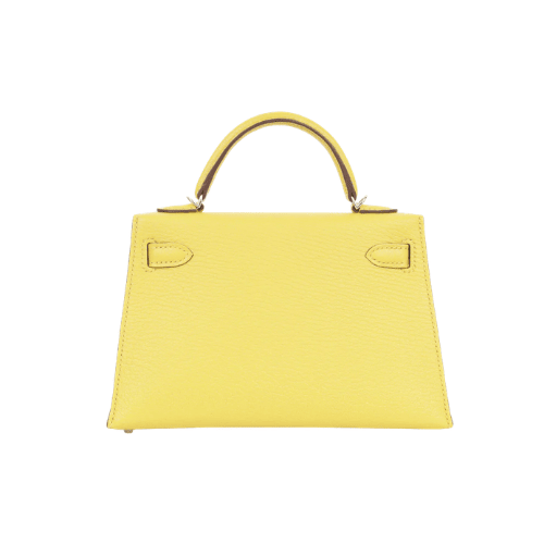 HERMES Jaune de Naples Epsom Mini Kelly Silver Hardware