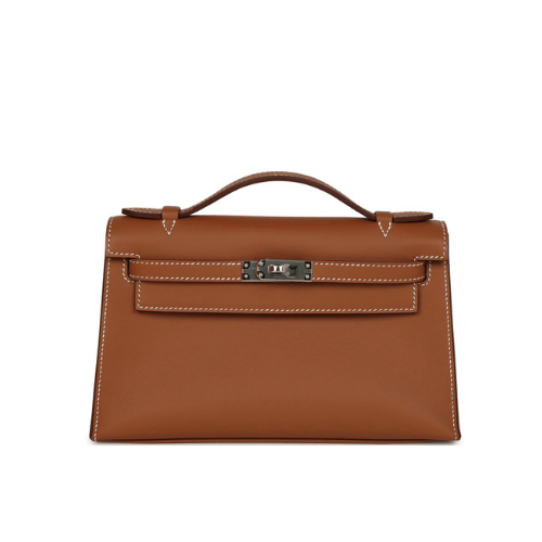 HERMES Kelly Pochette Gold Swift Palladium Hardware