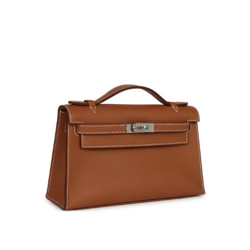 HERMES Kelly Pochette Gold Swift Palladium Hardware