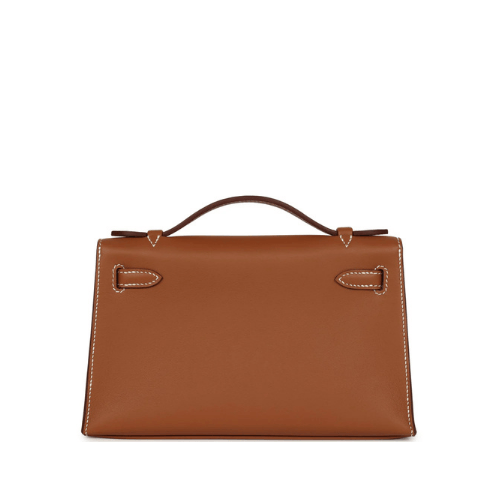 HERMES Kelly Pochette Gold Swift Palladium Hardware