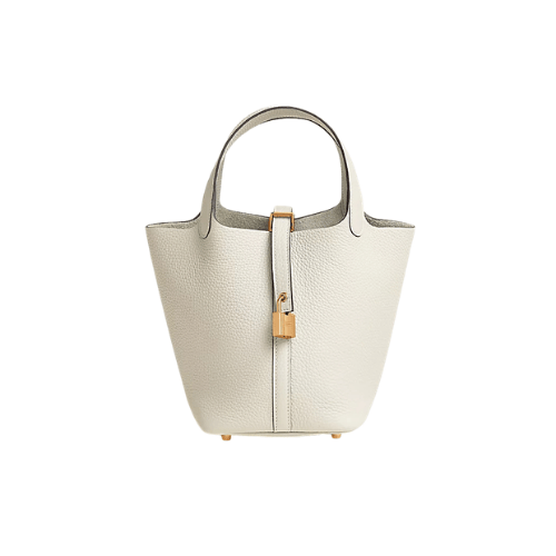 HERMES White Picotin Lock 18 Gold Hardware