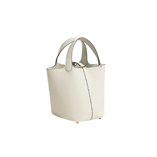 HERMES White Picotin Lock 18 Gold Hardware