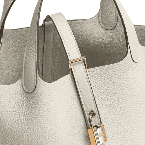 HERMES White Picotin Lock 18 Gold Hardware