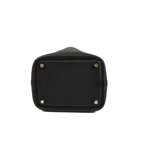 HERMES Black Picotin Lock 18 Gold Hardware