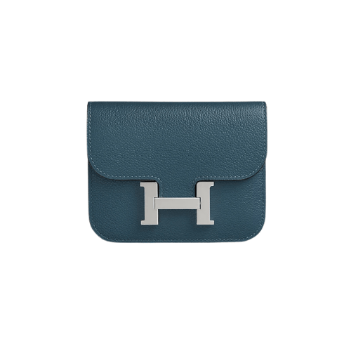 HERMES Constance Slim wallet Blue Jean
