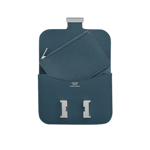 HERMES Constance Slim wallet Blue Jean