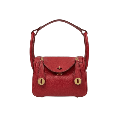 HERMES Taurillon Clemence Mini Lindy Red