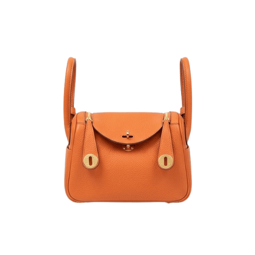 HERMES Taurillon Clemence Mini Lindy Orange