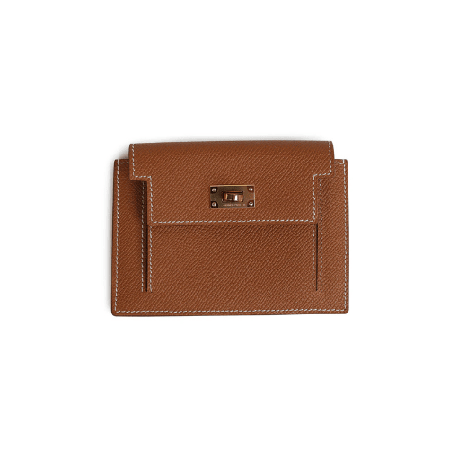 HERMES Kelly Pocket Compact Wallet Gold Epsom