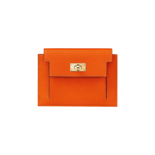 HERMES Kelly Pocket Compact Wallet Orange
