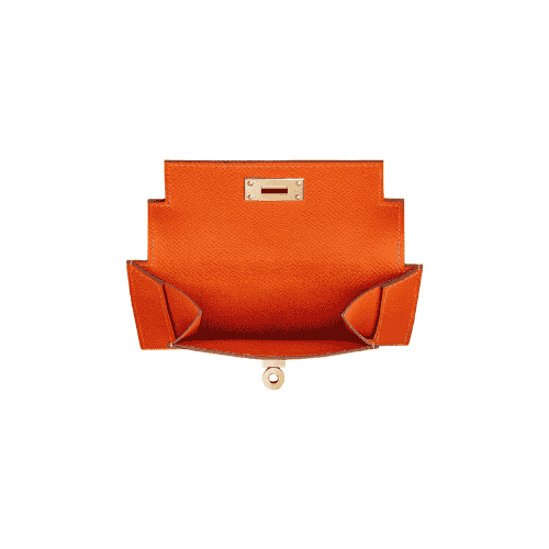 HERMES Kelly Pocket Compact Wallet Orange