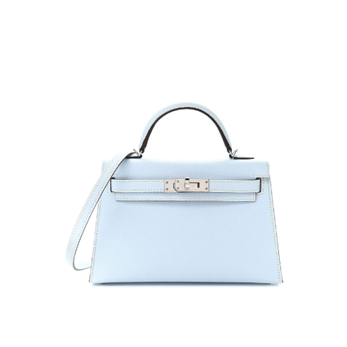 HERMES Mini Kelly II Sellier bags in Bleu Brume