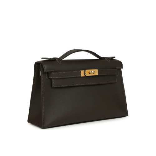 HERMES Mini Kelly bags in Bai Brun Swift leather