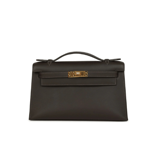 HERMES Mini Kelly bags in Bai Brun Swift leather
