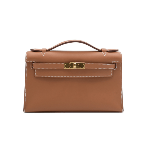 HERMES Kelly Pochette in Gold Swift leather