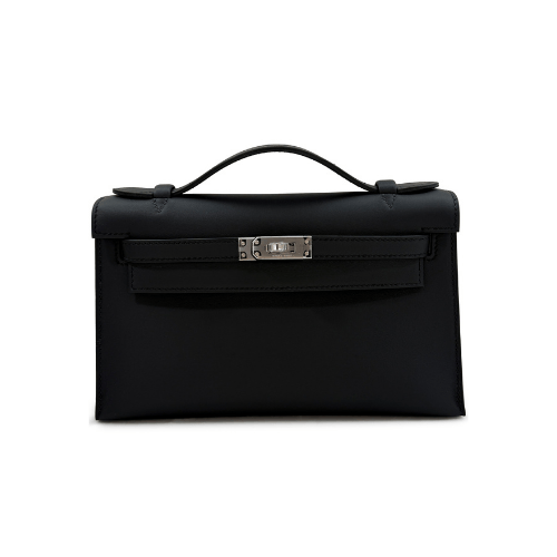 HERMES Kelly Pochette Swift Black