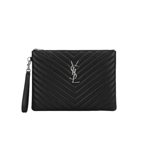 YSL Matelasse Leather Pouch Silver Hardware