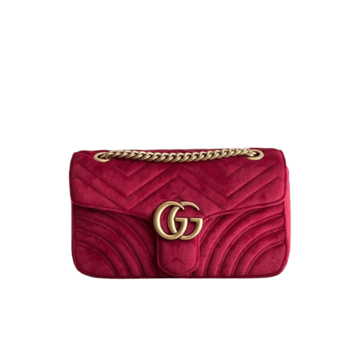 GUCCI GG Marmont shoulder bag quilted velvet (Pink)