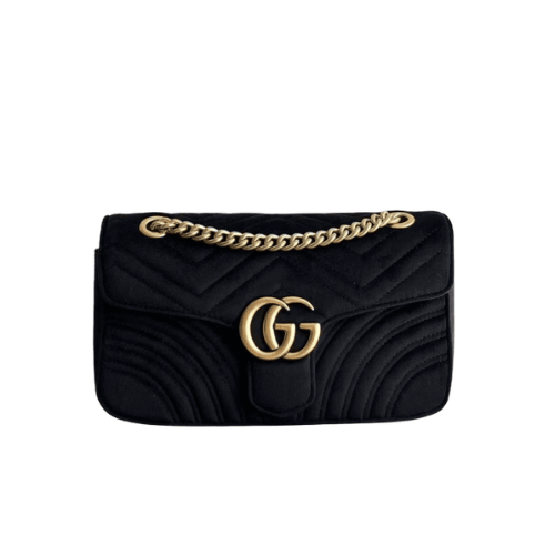 GUCCI GG Marmont shoulder bag quilted velvet (Black)