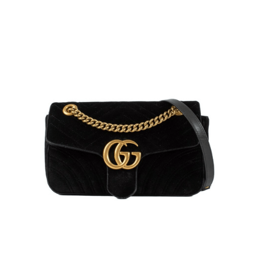 GUCCI GG Marmont shoulder bag quilted velvet (Black)