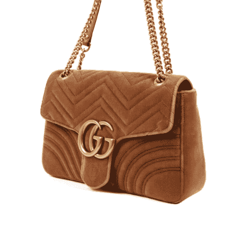 GUCCI GG Marmont shoulder bag quilted velvet (Brown)