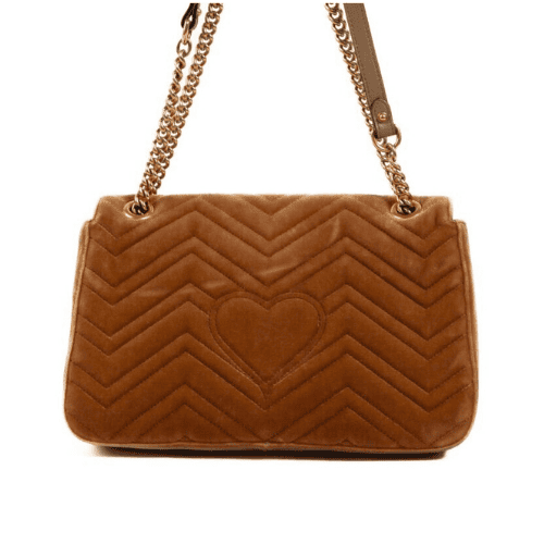 GUCCI GG Marmont shoulder bag quilted velvet (Brown)