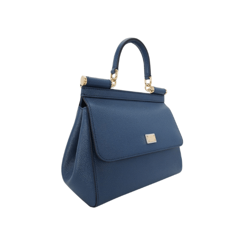DOLCE & GABBANA Sicily handbag Dauphine leather (Navy Blue)