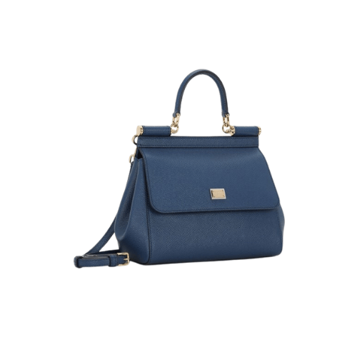 DOLCE & GABBANA Sicily handbag Dauphine leather (Navy Blue)