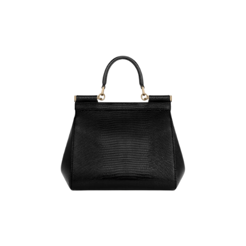 DOLCE & GABBANA Iguana-print calfskin Sicily handbag Dauphine leather (Black)