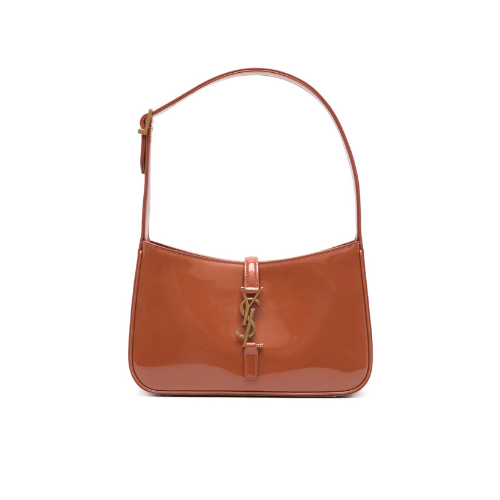YSL Le 5 à 7 patent-leather bag Brown