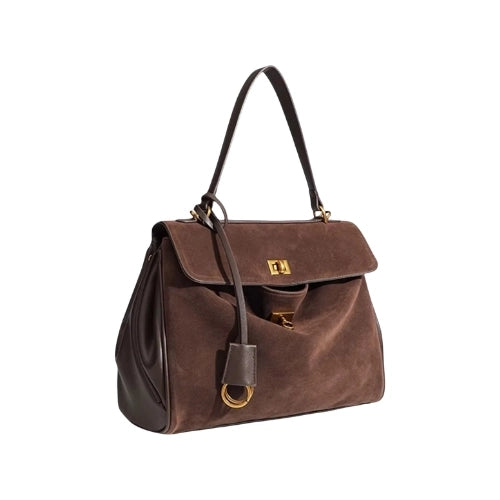 BALENCIAGA Rodeo Suede Handbag Dark Brown