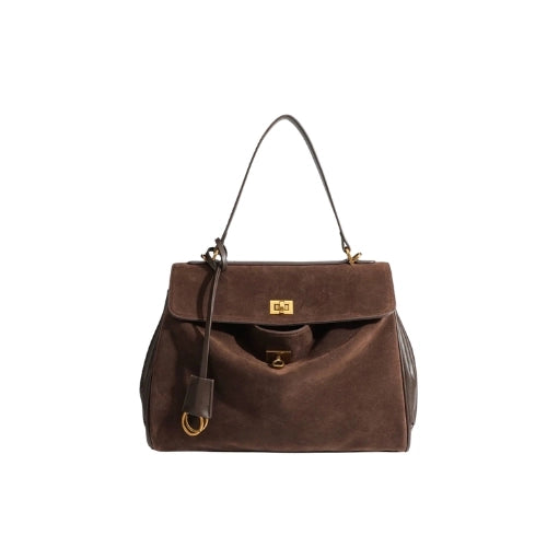 BALENCIAGA Rodeo Suede Handbag Dark Brown