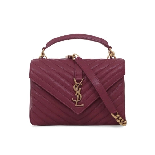 YSL Medium College Bag Burgundy