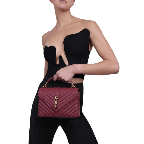 YSL Medium College Bag Burgundy