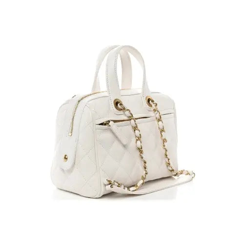 CHANEL Caviar Quilted Bowling Bag White