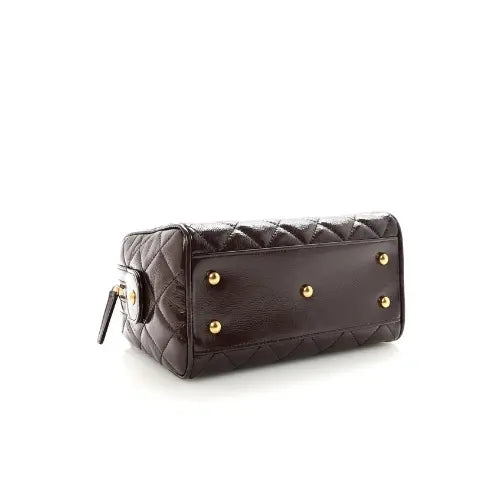 CHANEL Caviar Quilted Bowling Bag Dark Brown