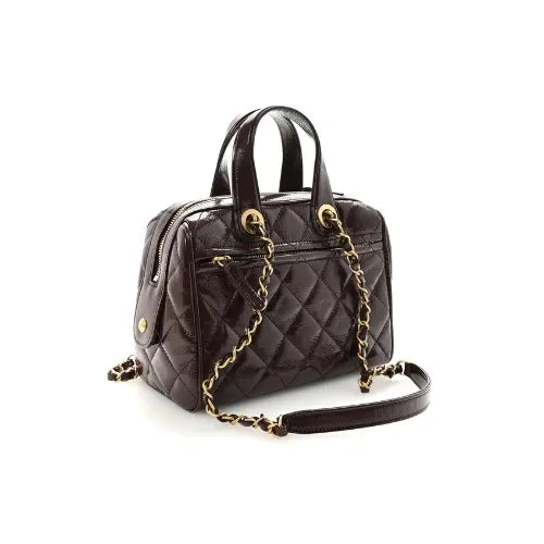 CHANEL Caviar Quilted Bowling Bag Dark Brown